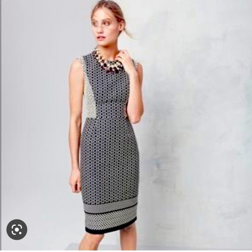 J. Crew Paneled Jacquard Dress Black and White size 6